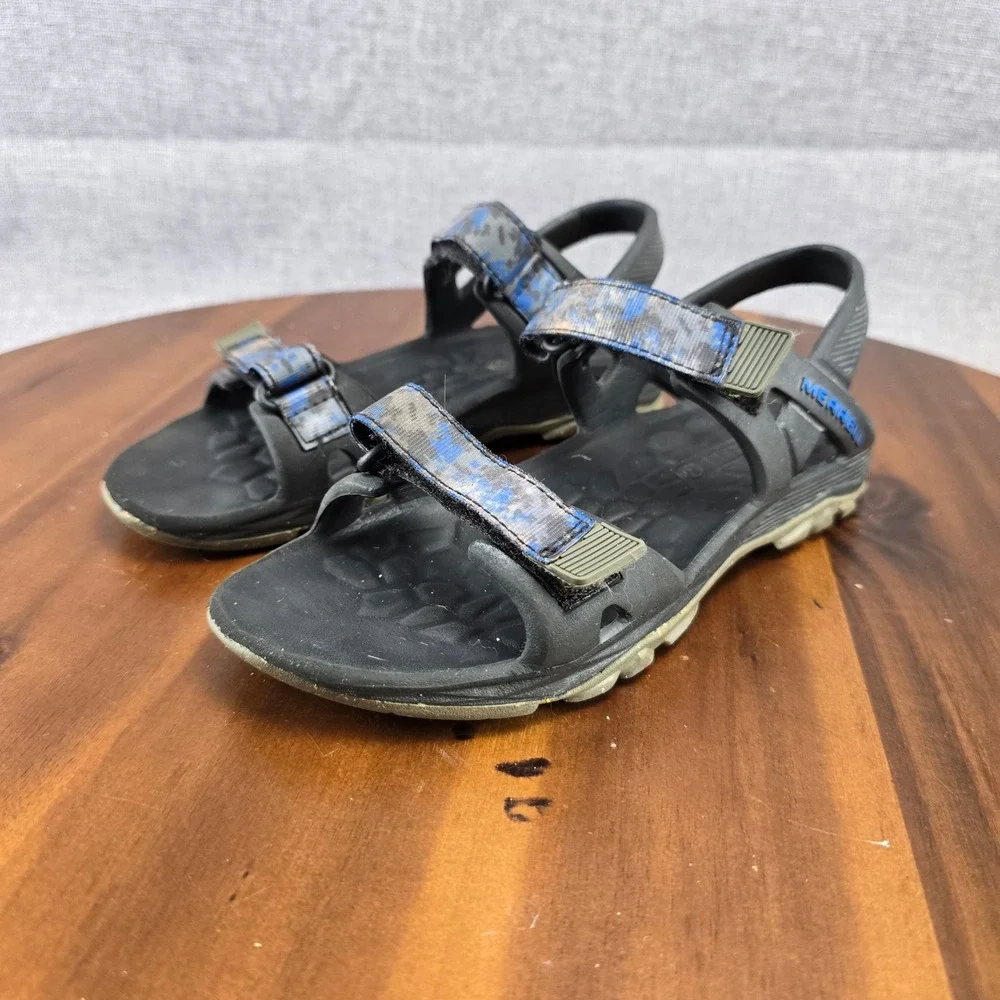 Merrell Hydro Drift Kids Sandals US 2 Black Blue Adjustable Straps Sporty Casual